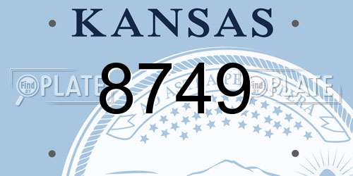 8749 Kansas License Plate