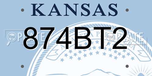 874BT2 Kansas License Plate