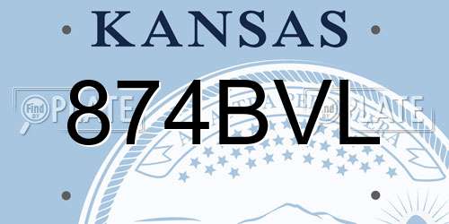 874BVL Kansas License Plate
