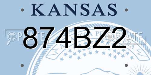 874BZ2 Kansas License Plate