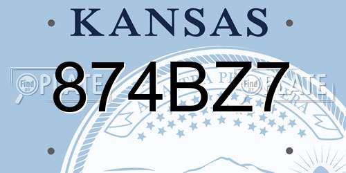 874BZ7 Kansas License Plate