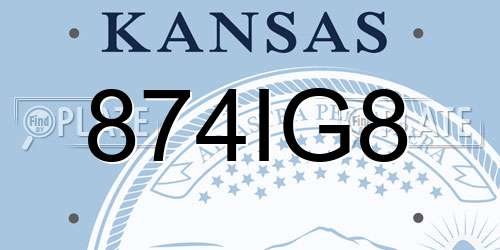 874IG8 Kansas License Plate