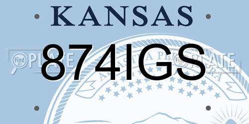 874IGS Kansas License Plate