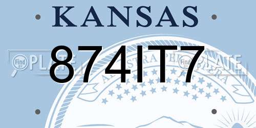 874IT7 Kansas License Plate