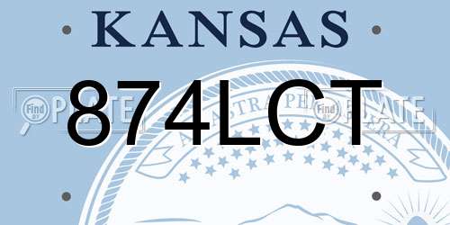 874LCT Kansas License Plate