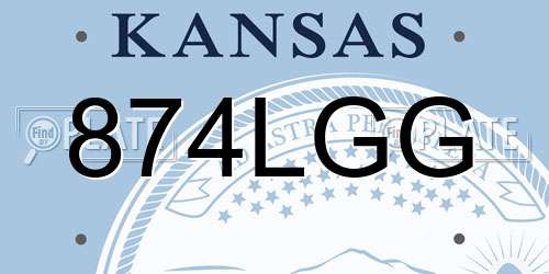 874LGG Kansas License Plate