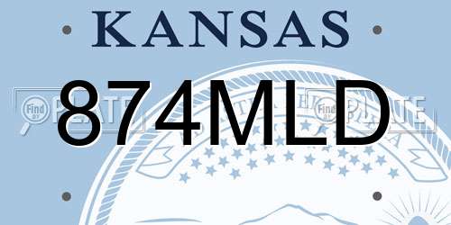 874MLD Kansas License Plate