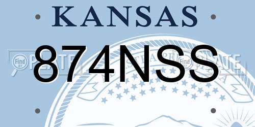 874NSS Kansas License Plate