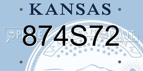 874S72 Kansas License Plate