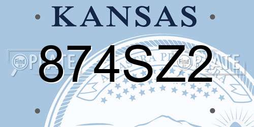 874SZ2 Kansas License Plate