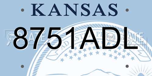 8751ADL Kansas License Plate
