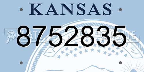8752835 Kansas License Plate