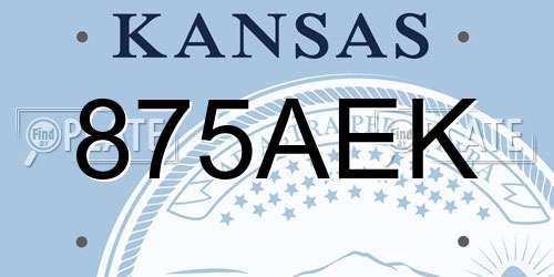 875AEK Kansas License Plate