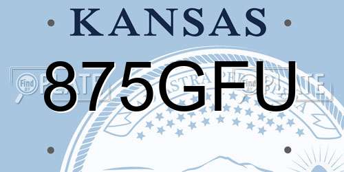 875GFU Kansas License Plate