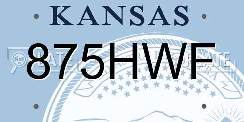 875HWF Kansas License Plate