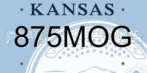 875MOG Kansas License Plate