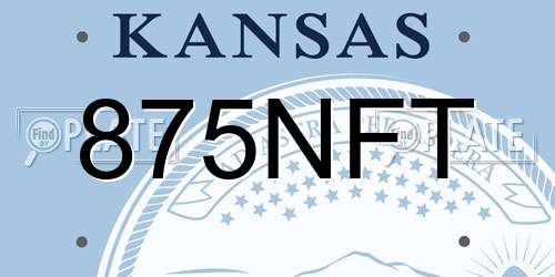 875NFT Kansas License Plate
