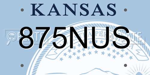 875NUS Kansas License Plate