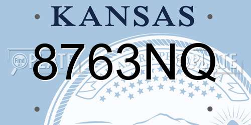 8763NQ Kansas License Plate
