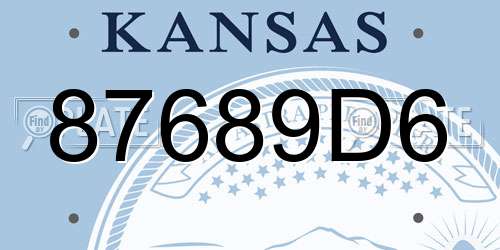 87689D6 Kansas License Plate