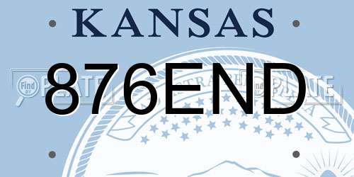 876END Kansas License Plate