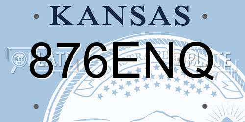 876ENQ Kansas License Plate
