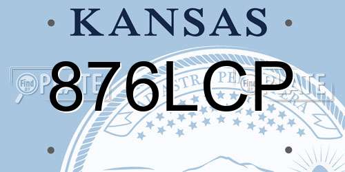 876LCP Kansas License Plate