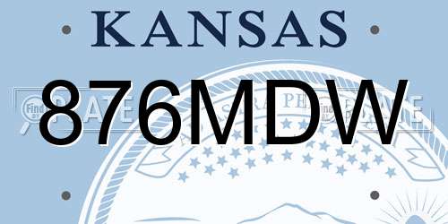 876MDW Kansas License Plate