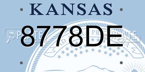 8778DE Kansas License Plate