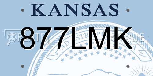 877LMK Kansas License Plate