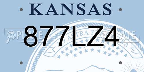 877LZ4 Kansas License Plate