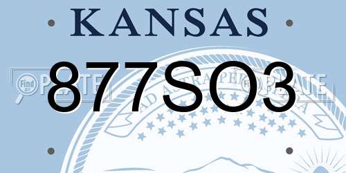 877SO3 Kansas License Plate