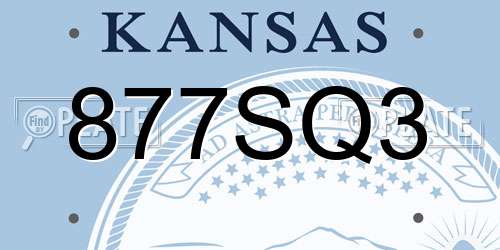 877SQ3 Kansas License Plate