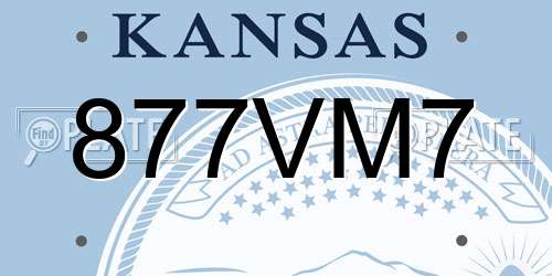 877VM7 Kansas License Plate