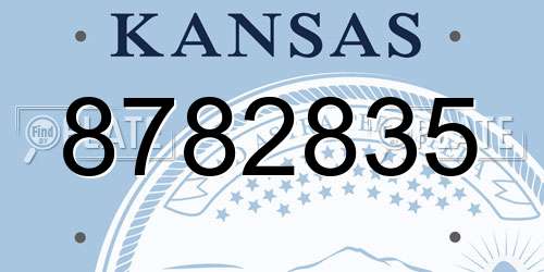 8782835 Kansas License Plate