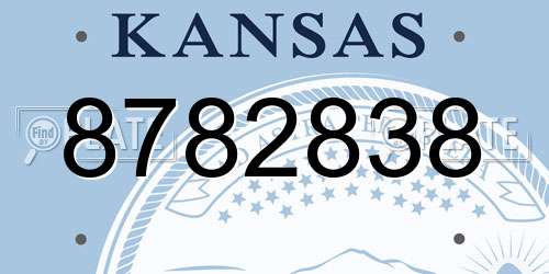 8782838 Kansas License Plate