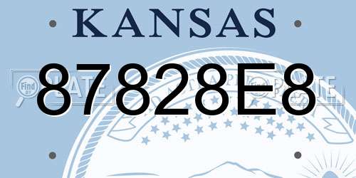 87828E8 Kansas License Plate