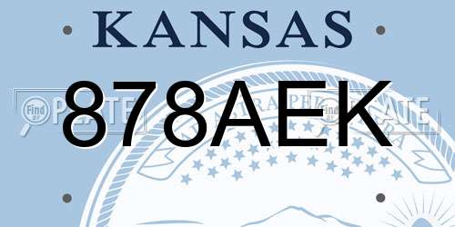 878AEK Kansas License Plate