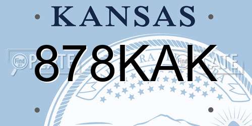 878KAK Kansas License Plate