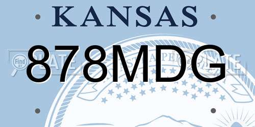 878MDG Kansas License Plate