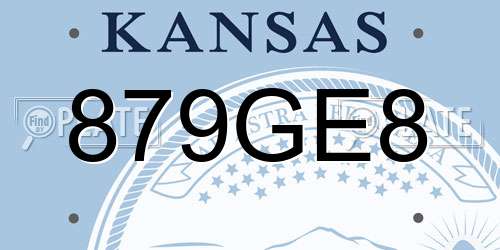 879GE8 Kansas License Plate