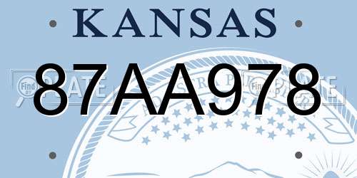 87AA978 Kansas License Plate