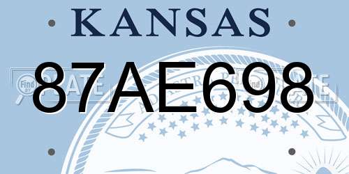 87AE698 Kansas License Plate