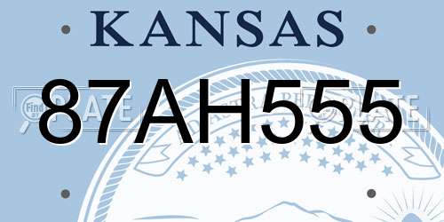 87AH555 Kansas License Plate