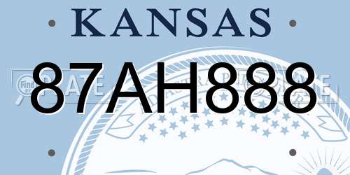 87AH888 Kansas License Plate