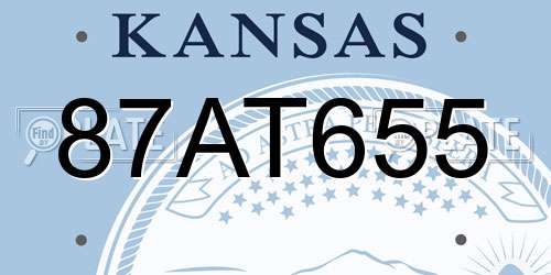 87AT655 Kansas License Plate