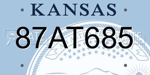 87AT685 Kansas License Plate