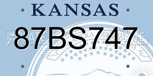 87BS747 Kansas License Plate