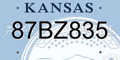 87BZ835 Kansas License Plate