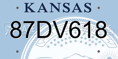 87DV618 Kansas License Plate